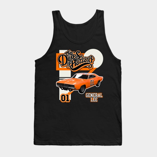 Retro Style General Lee Hazzard Racing Design Tank Top by darklordpug